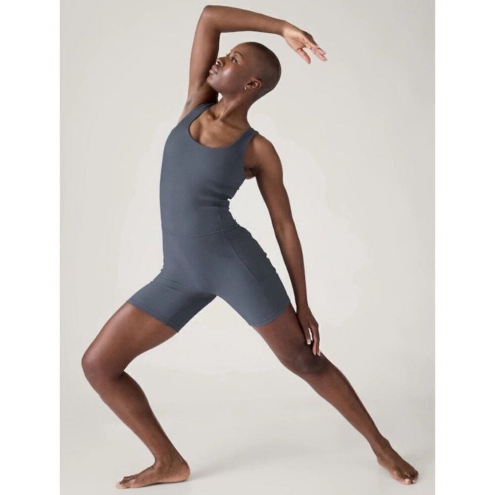 Athleta Salutation Rib Bike Suit Granite Blue Size XL